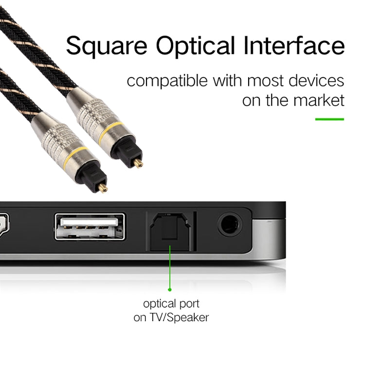 3m OD6.0mm Gold Plated Metal Head Woven Net Line Toslink Male to Male Digital Optical Audio Cable, Length: 3m