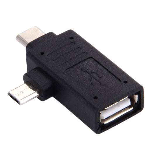 USB-C / Type-C Male + Micro USB Male to USB 2.0 Female Adapter, USB 2.0