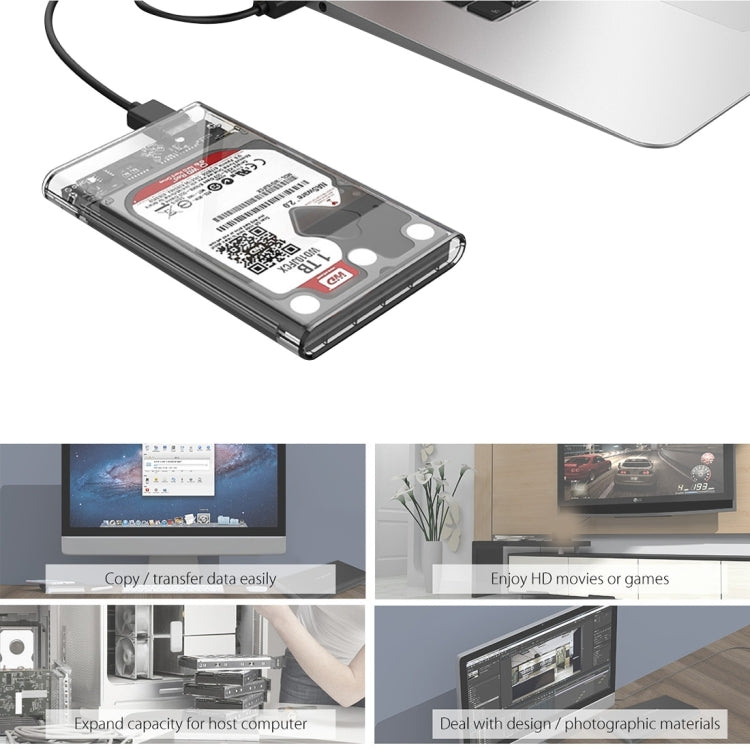 ORICO 2139U3-CR USB3.0 Transparent External Hard Disk Box Storage Case for 9.5mm 2.5 inch SATA HDD / SSD, USB 3.0 (2.5 inch)