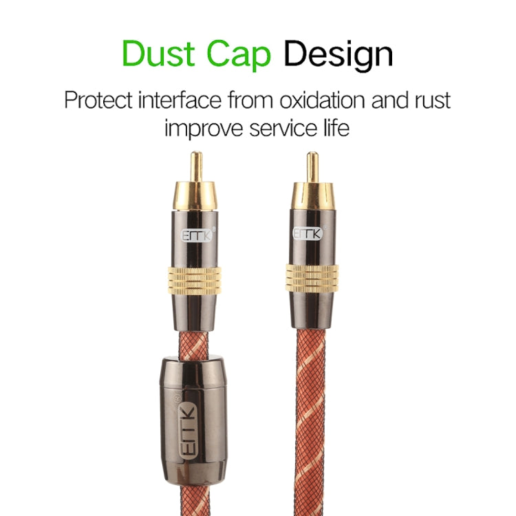 EMK TZ/A 1.5m OD8.0mm Gold Plated Metal Head RCA to RCA Plug Digital Coaxial Interconnect Cable Audio / Video RCA Cable, Length: 1.5m