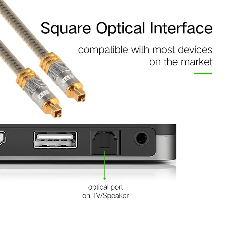EMK YL-A 1m OD8.0mm Gold Plated Metal Head Toslink Male to Male Digital Optical Audio Cable, Length: 1m