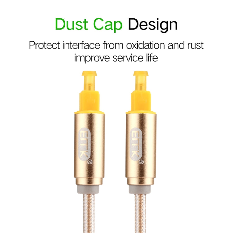 EMK 5m OD4.0mm Gold Plated Metal Head Woven Line Toslink Male to Male Digital Optical Audio Cable, Length: 5m