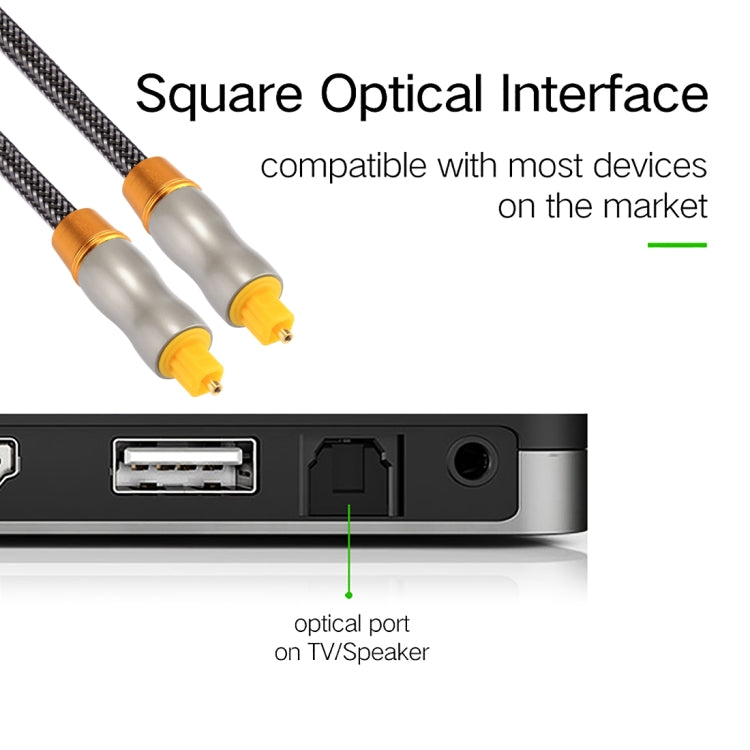 1.5m OD6.0mm Gold Plated Metal Head Woven Line Toslink Male to Male Digital Optical Audio Cable, Length: 1.5m