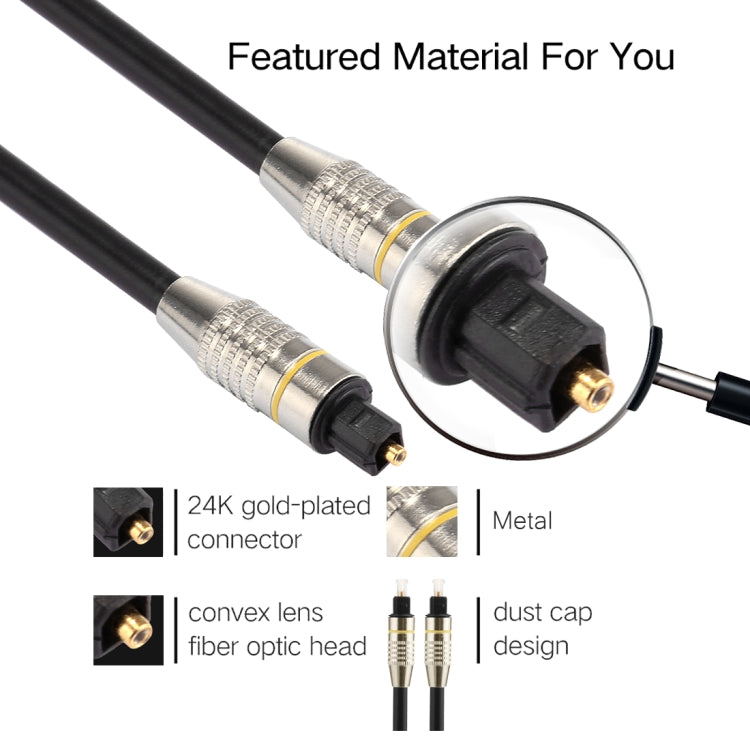 3m OD6.0mm Nickel Plated Metal Head Toslink Male to Male Digital Optical Audio Cable, Length: 3m