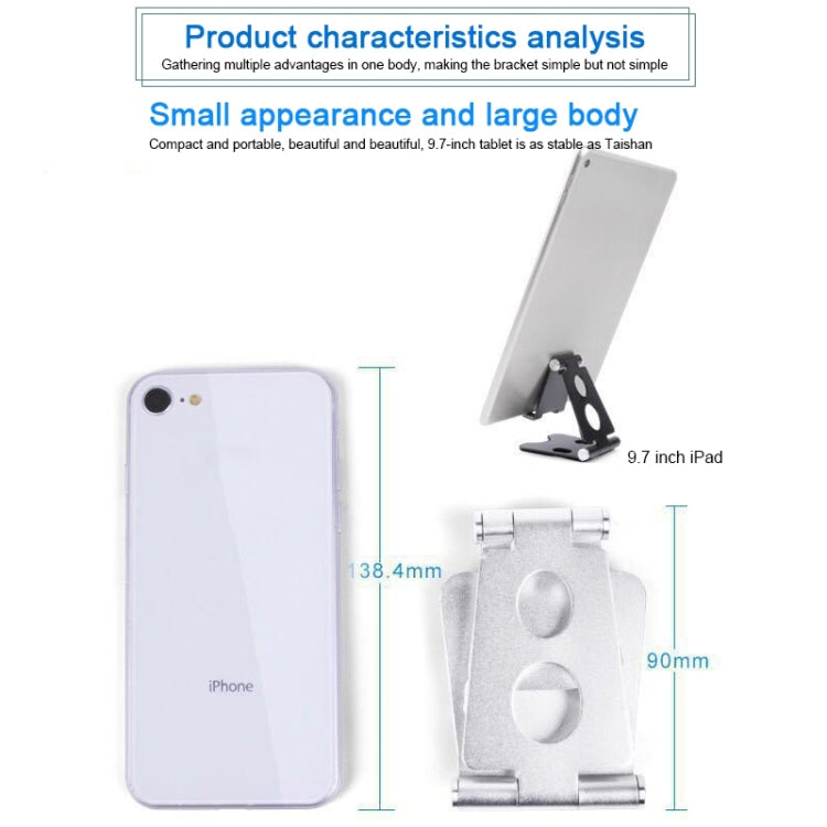 ROOSTAND R2 Aluminum Alloy Mobile Desktop Tablet Bracket Double Folding Lazy Artifact, Size: 6.4x7x9cm, R2  Silver, R2 Black, R2 Champagne Gold, R2  Rose Gold, R2  Rose Red