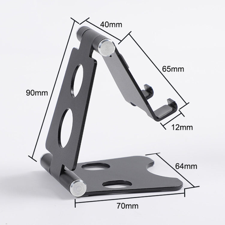 ROOSTAND R2 Aluminum Alloy Mobile Desktop Tablet Bracket Double Folding Lazy Artifact, Size: 6.4x7x9cm, R2  Silver, R2 Black, R2 Champagne Gold, R2  Rose Gold, R2  Rose Red