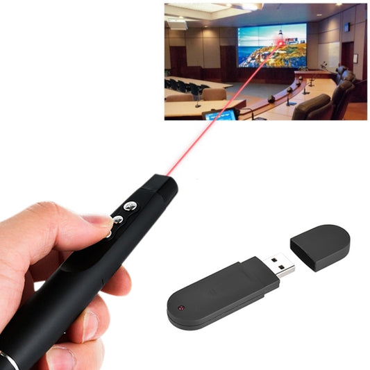 2.4GHz Wireless Laser PowerPoint Page Turning Pen Multimedia Wireless Presentation Projection Pen with USB Receiver, Remote Control Distance: 30m, 30m