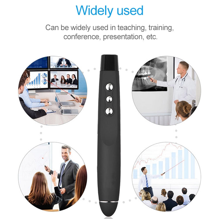 2.4GHz Wireless Laser PowerPoint Page Turning Pen Multimedia Wireless Presentation Projection Pen with USB Receiver, Remote Control Distance: 30m, 30m