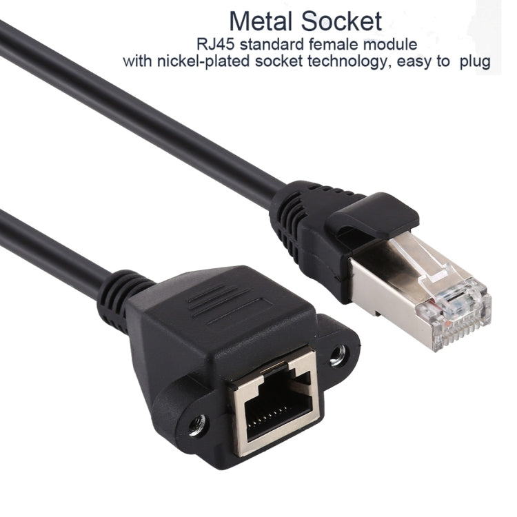 RJ45 Female to Male CATE5 Network Panel Mount Screw Lock Extension Cable , Length: 0.6m, 0.6m