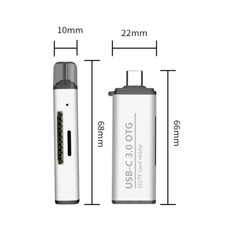 ADS-103 3 in 1 Type-C Male to USB 3.0 Female + SD / TF Card Slots OTG Adapter SD / TF Card Reader