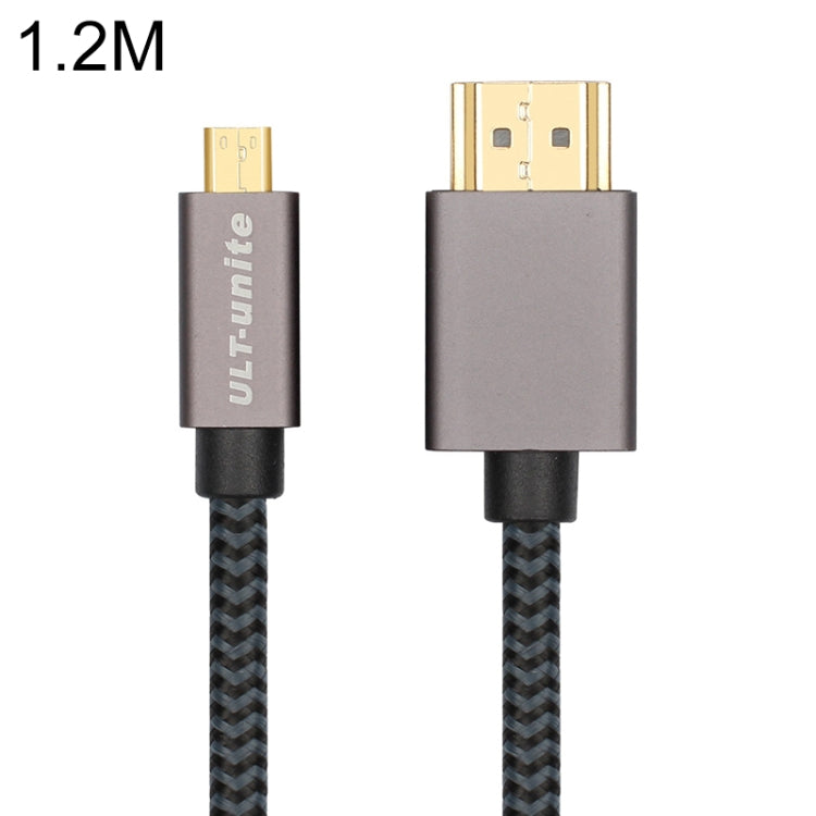ULT-unite Gold-plated Head HDMI Male to Micro HDMI Male Nylon Braided Cable, Cable Length: 1.2m, 1.2m
