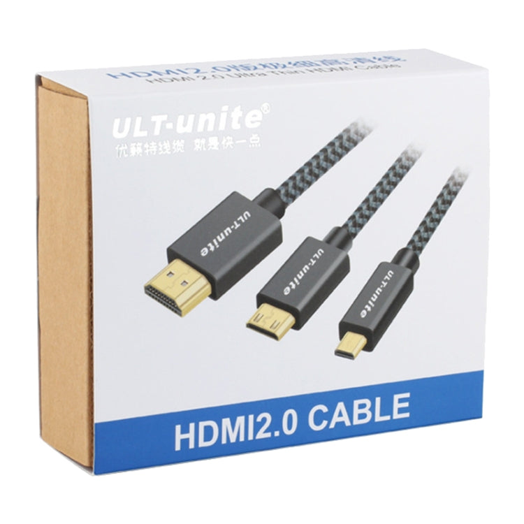 ULT-unite Gold-plated Head HDMI Male to Micro HDMI Male Nylon Braided Cable, Cable Length: 2m, 2m