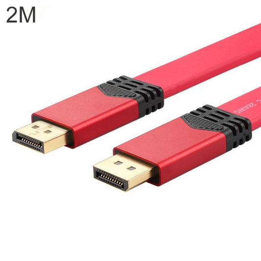 4K 60Hz DisplayPort 1.2 Male to DisplayPort 1.2 Male Aluminum Shell Flat Adapter Cable, Cable Length: 2m, 2m