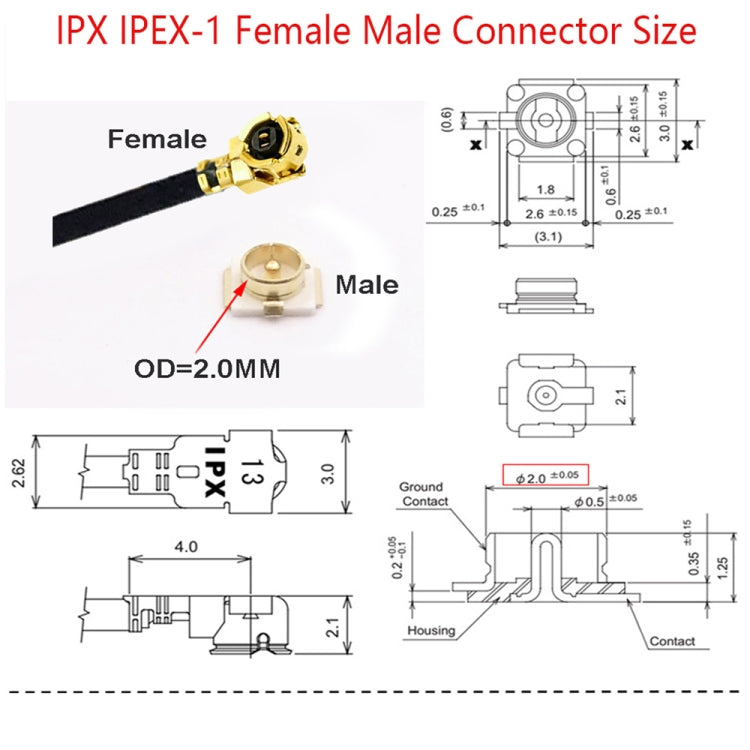 IPX Female to GG1737 MMCX Female RG178 Adapter Cable, Length: 15cm, IPX to GG1737 MMCX Female