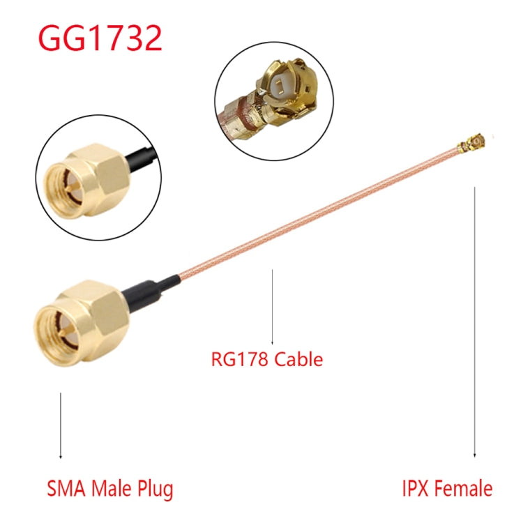 IPX Female to GG1732 SMA Male RG178 Adapter Cable, Length: 15cm, IPX to GG1732 SMA Male