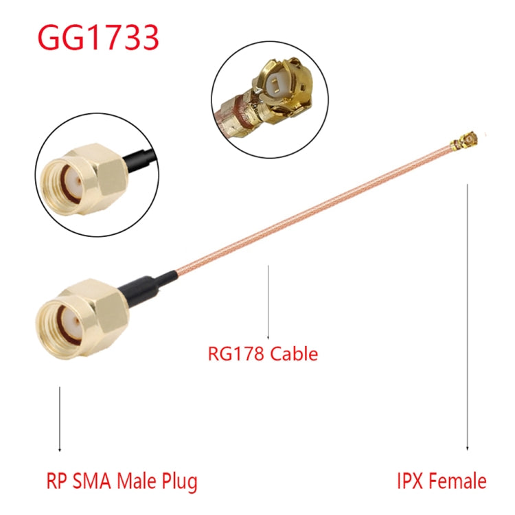 IPX Female to GG1733 RP-SMA Male RG178 Adapter Cable, Length: 15cm, IPX to GG1733 RP-SMA Male