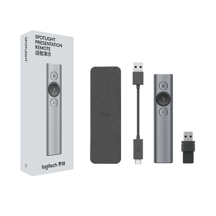 Logitech Spotlight 2.4Ghz USB Wireless Presenter PPT Remote Control Flip Pen, Spotlight (Grey), Spotlight (Gold)