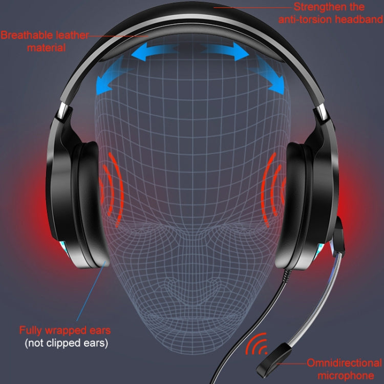 YINDIAO Q2 Head-mounted Wired Gaming Headset with Microphone, Version: Single USB Sound Card, Q2 Single USB Sound Card(White)