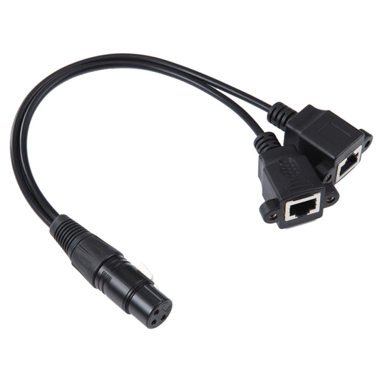 3-pin XLR Female to 2 x RJ45 Female Ethernet LAN Network Extension Cable, Cable Length: 30cm, 3-pin XLR Female to 2 x RJ45 Female