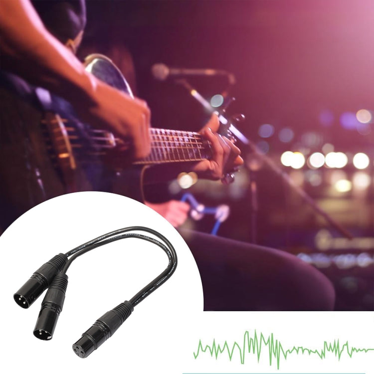 30cm 3 Pin XLR CANNON 1 Female to 2 Male Audio Connector Adapter Cable for Microphone / Audio Equipment, 1 Female to 2 Male Black