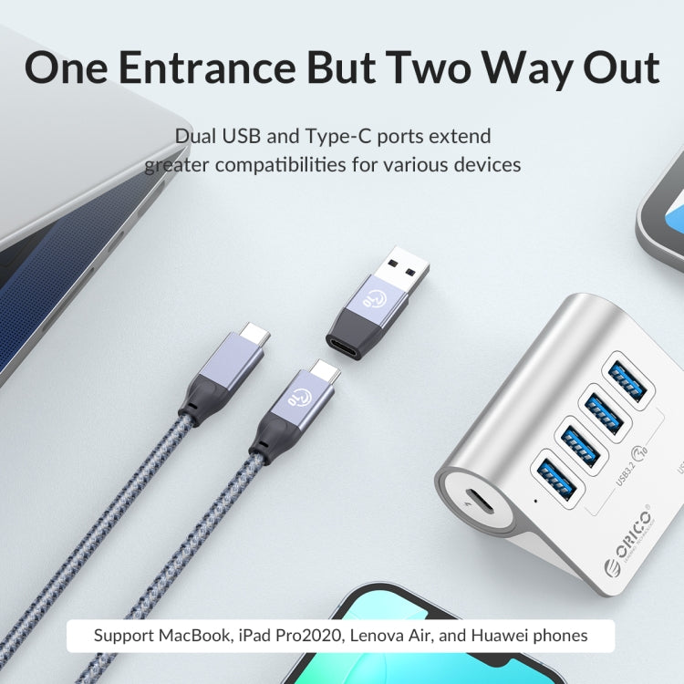 ORICO M3CU2 Aluminum Alloy 4-Port Type-C And USB 3.2 Gen2 10Gbps HUB, M3CU2