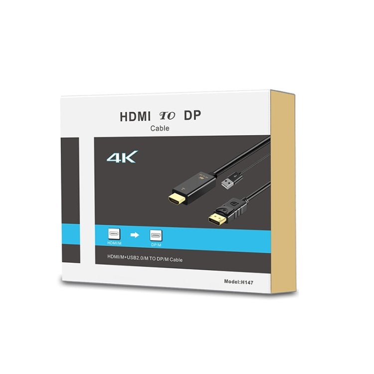 Onten H147 HDMI Male + USB 2.0 Male to DisplayPort Male Adapter Cable, Length：1.8m, H147