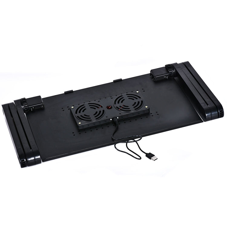 Portable 360 Degree Adjustable Foldable Aluminium Alloy Desk Stand with Double CPU Fans & Mouse Pad for Laptop / Notebook, with Mouse Pad & 2 Cooling Fan