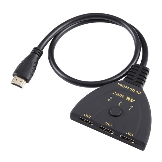 3 x 1 4K 60Hz HDMI Bi-Direction Switcher with Pigtail HDMI Cable, Bi-Direction