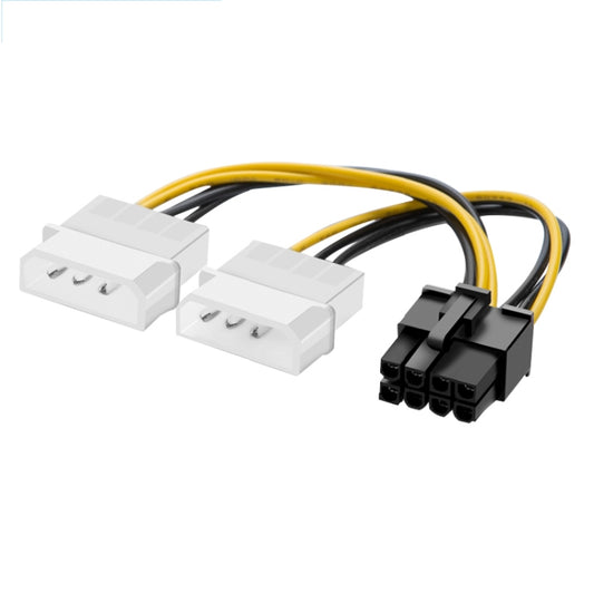18cm Y Shape 8 Pin PCI Express to Dual 4 Pin Molex Graphics Card Power Cable, 8 Pin Female to Dual 4 Pin Male