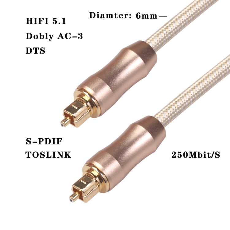 QHG02 SPDIF Toslink Gold-plated Fiber Braided Optic Audio Cable, Length: 1m, 1m