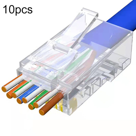 10pcs Cat6e Unshielded Pass Through RJ45 Connector Modular Plug, Cat6e Unshielded Pass