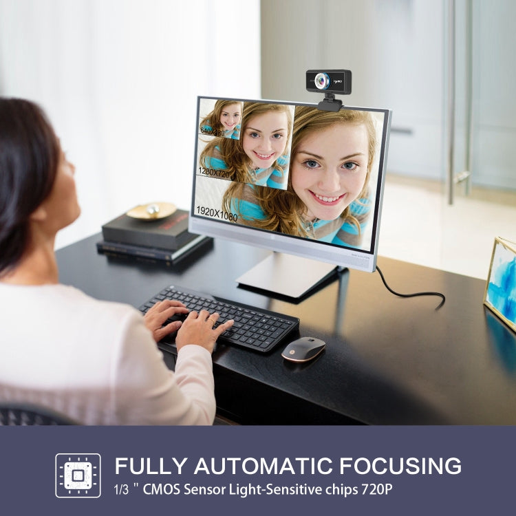 HXSJ S90 30fps 1 Megapixel 720P HD Webcam for Desktop / Laptop / Android TV, with 8m Sound Absorbing Microphone, Cable Length: 1.5m, S90