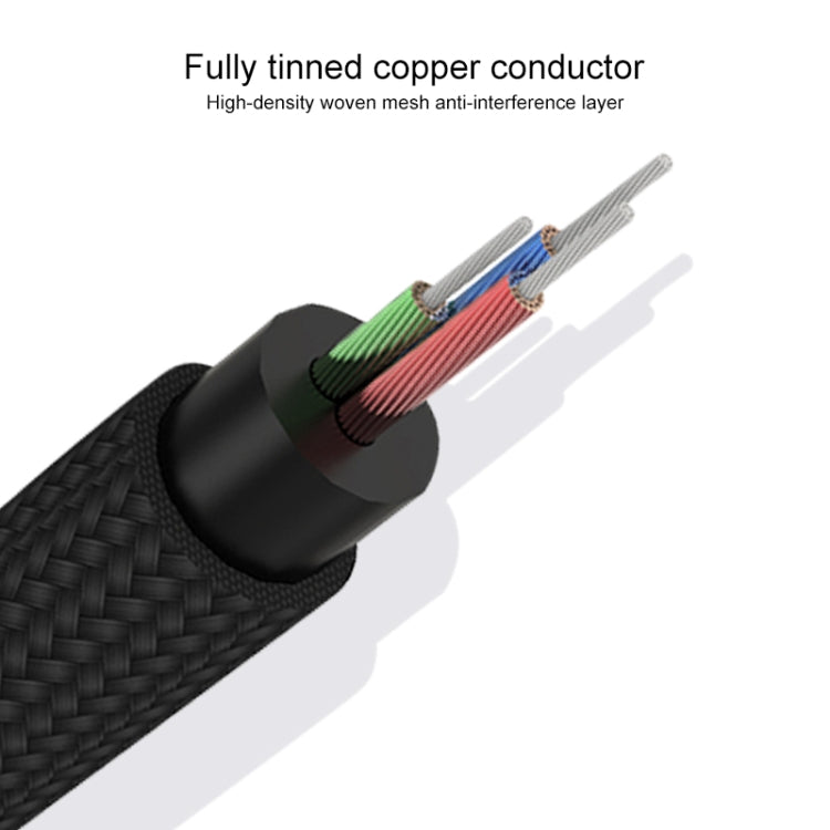 REXLIS 3635 3.5mm Male to Dual RCA Gold-plated Plug Black Cotton Braided Audio Cable for RCA Input Interface Active Speaker, Length: 0.5m, Length: 0.5m