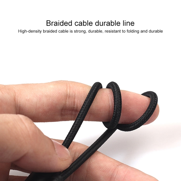 REXLIS 3635 3.5mm Male to Dual RCA Gold-plated Plug Black Cotton Braided Audio Cable for RCA Input Interface Active Speaker, Length: 10m, Length: 10m