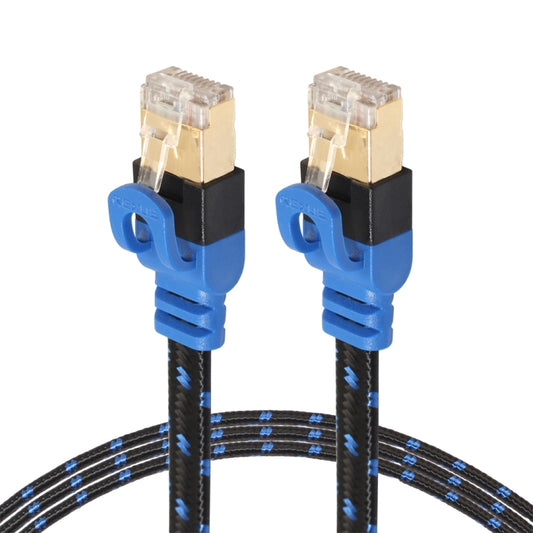 REXLIS CAT7-2 Gold-plated CAT7 Flat Ethernet 10 Gigabit Two-color Braided Network LAN Cable for Modem Router LAN Network, with Shielded RJ45 Connectors, Length: 0.5m, Length: 0.5m