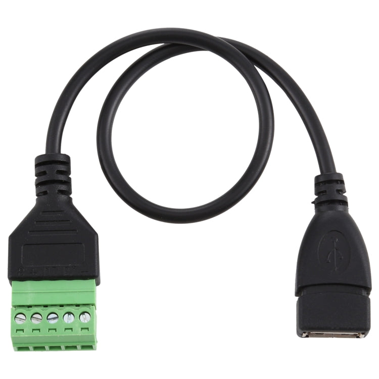USB Female Plug to 5 Pin Pluggable Terminals Solder-free USB Connector Solderless Connection Adapter Cable, Length: 30cm, USB Female
