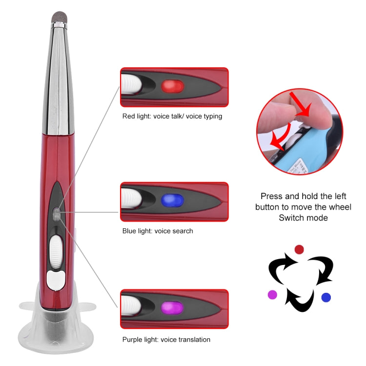PR-06S 4-keys Smart Wireless Optical Mouse with Stylus Pen Function, Support Voice Operation / Translation, Support Voice Operation / Translation Red, Support Voice Operation / Translation Grey, Support Voice Operation / Translation Blue