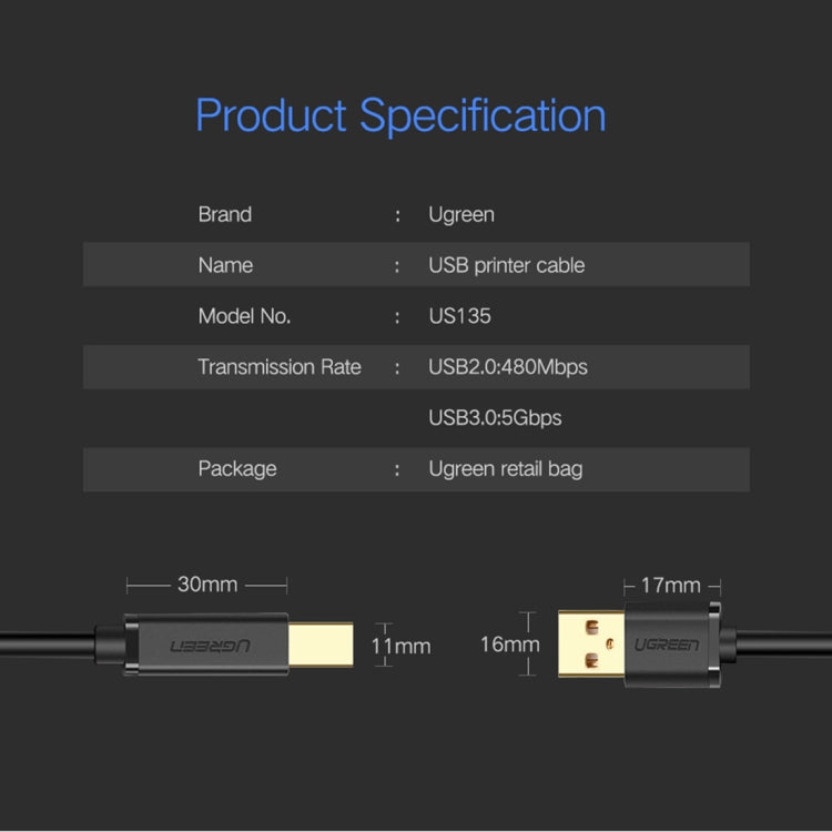 For Canon, Epson, HP, Cable Length: 1m, USB 3.0 (1m)