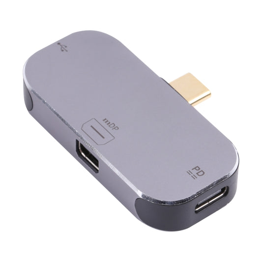 3 in 1 USB-C / Type-C Male to Dual USB-C / Type-C + Mini DP Female Adapter, Dual USB-C / Type-C + Mini DP