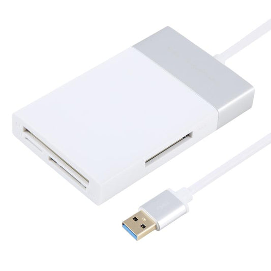 6 In 1 Multi-function Dual USB 3.0 + XQD + CF + TF + SD Card Reader, 6 In 1 (Silver), 6 In 1
