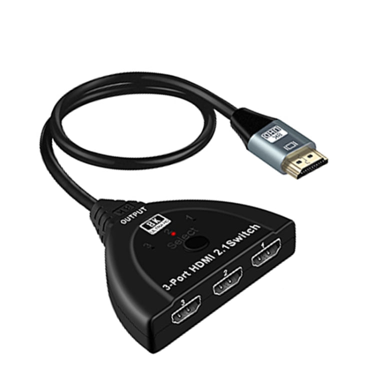3 Port HDMI 8K Switcher Selector Box with Pigtail Cable