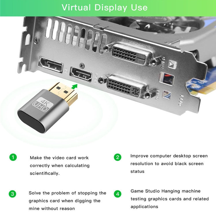 VGA Virtual Display Adapter HDMI 1.4 DDC EDID Dummy Plug Headless Display Emulator, Gold, Red, Silver, Pink, Grey