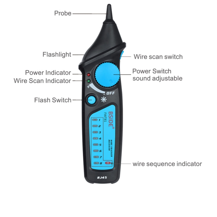 BSIDE FWT81 RJ11 / RJ45 Telephone Wire Tracker Toner Ethernet LAN Network Cable Tester, FWT81 Cable Tester