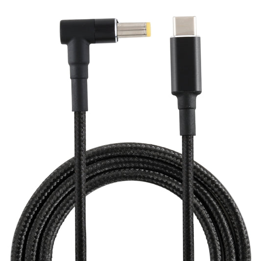 PD 100W 5.5 x 1.7mm Male Elbow to USB-C / Type-C Male Nylon Weave Power Charge Cable, Cable Length: 1.7m, 5.5x1.7mm to Type-C