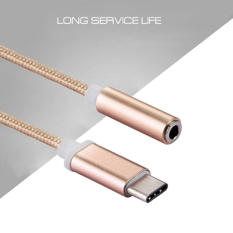 USB-C / Type-C Male to 3.5mm Female Weave Texture Audio Adapter, Length: about 10cm, Black, Gold, Rose Gold, Silver