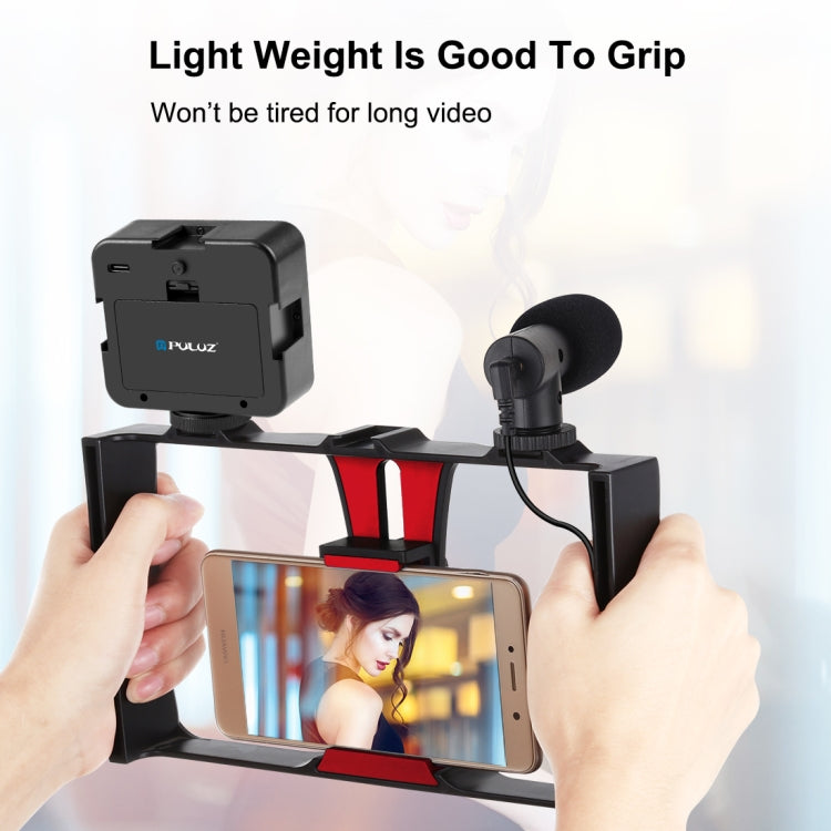 PULUZ 4 in 1 Vlogging Live Broadcast LED Selfie Fill Light Smartphone Video Rig Kits with Microphone + Tripod Mount + Cold Shoe Tripod Head for iPhone, Galaxy, Huawei, Xiaomi, HTC, LG, Google, and Other Smartphones, 4 in 1 Fill Light Rig Kit