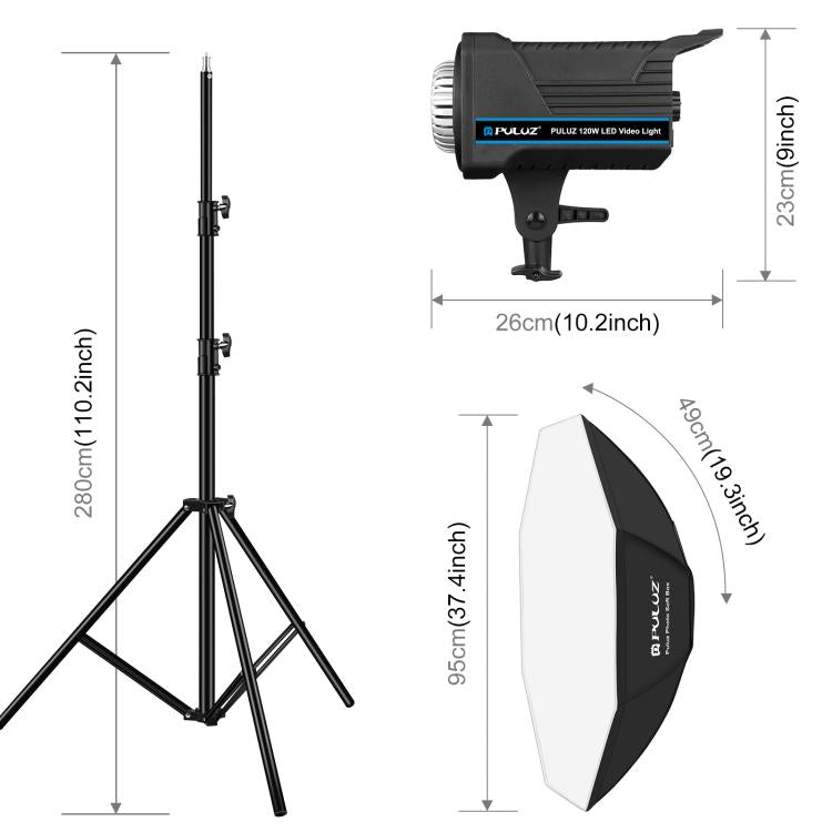 PULUZ 120W Photo Studio Strobe Flash Light Kit with Softbox Reflector & Tripod, 120W 2700K-6500K Light Kit US Plug, 120W 2700K-6500K Light Kit UK Plug, 120W 2700K-6500KK Light Kit EU Plug