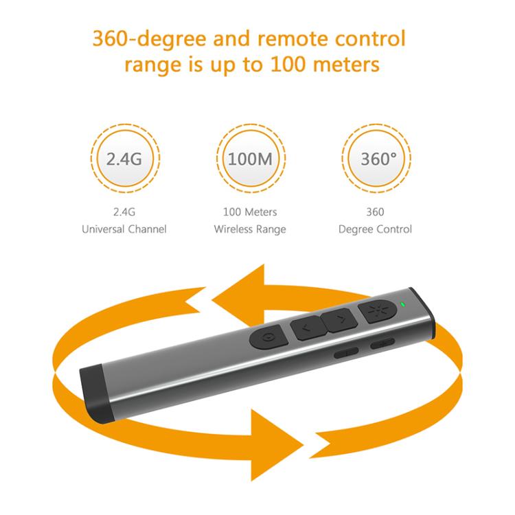 Doosl Dsit038 2.4GHz Wireless Presenter PowerPoint Clicker Representation Remote Control Green Laser Pointer, Control Distance: 100m, Green Laser