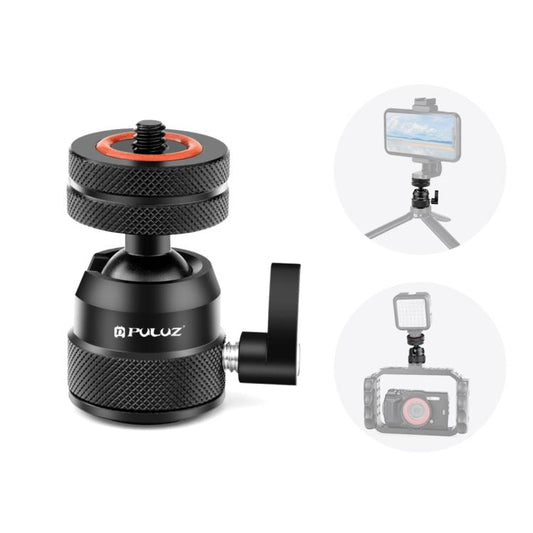 PULUZ Multifunctional Aluminum Alloy Mini Ball Head Tripod Mount Adapter, Cold Shoe & 1/4 Screw Dual-Use, Dual-Use Ball Head Tripod