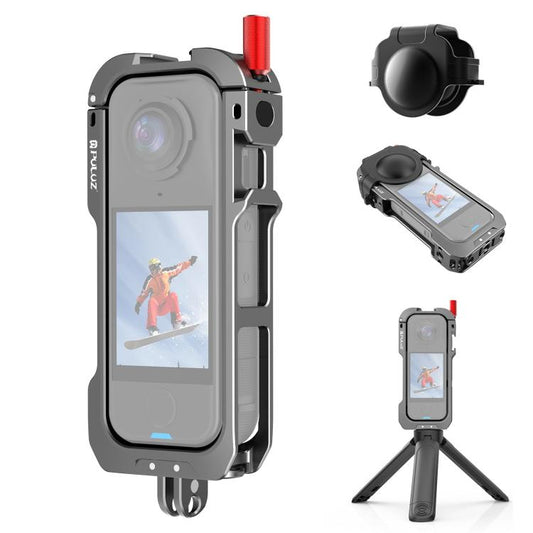 For Insta360 X4 Air PULUZ Metal Protective Cage Expansion Frame with Cold Shoe Bases & Lens Cover, For Insta360 X4 Air Lens Cover